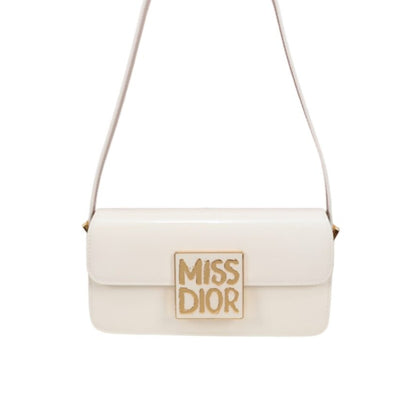 DIOR MISS DIOR FLAP BAG PATENT CALFSKIN WHITE 22CM