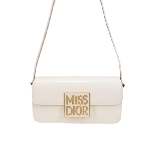 DIOR MISS DIOR FLAP BAG PATENT CALFSKIN WHITE 22CM