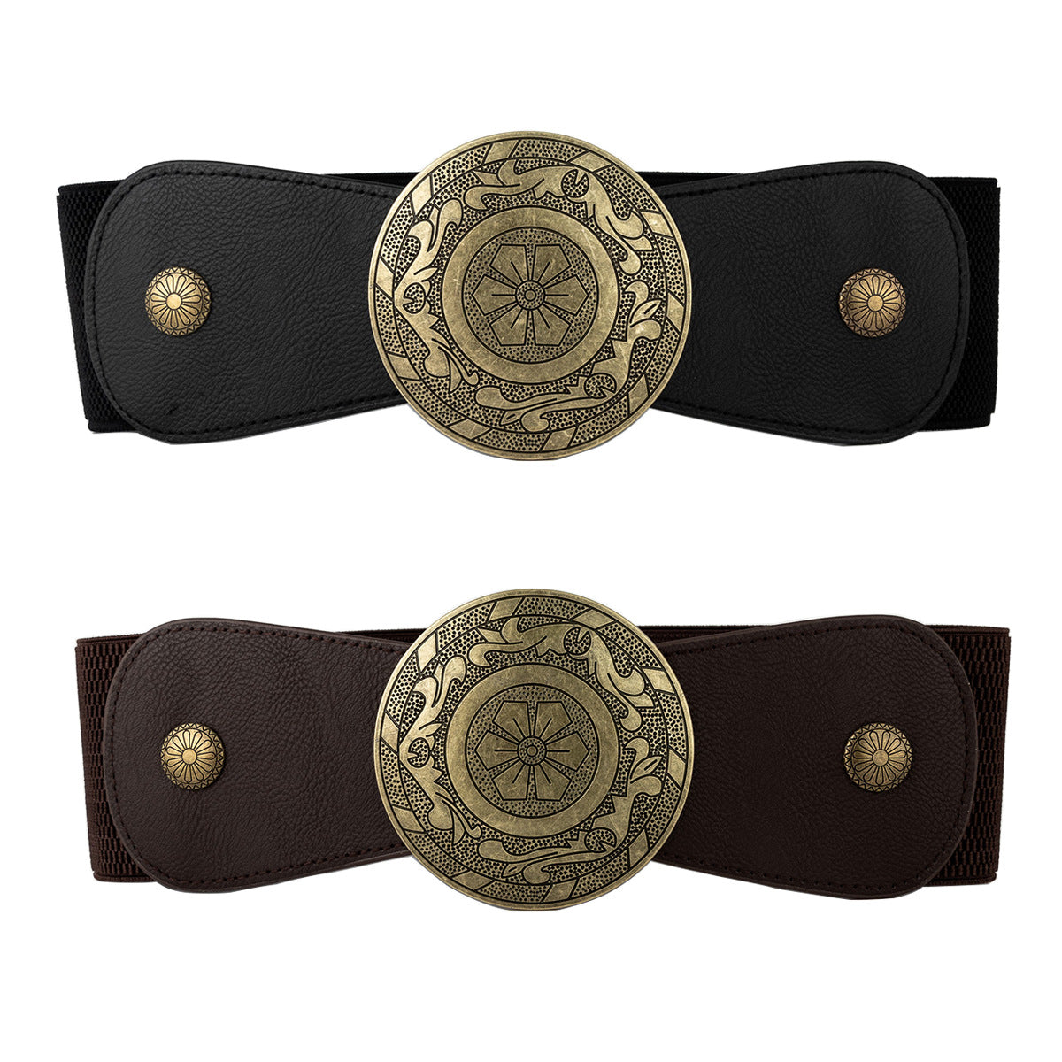 European And American Retro Western Waist Elastic Elastic Waist Belt Female Wide Version Waist Punk Style Metal Carved R