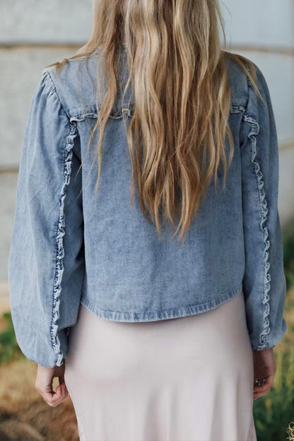 Bow Ruffle Denim Jacket