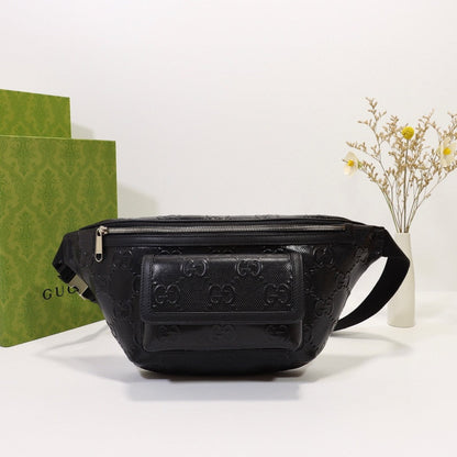 gg Embossed Belt Bag Black For Men 11in/28cm 645093 1W3CN 1000