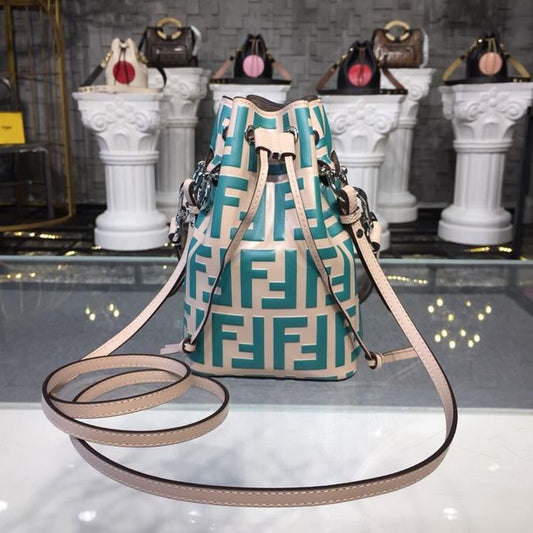 FI Mon Tresor Beige/Teal For Women, Handbags, Shoulder And Crossbody Bags 7in/18cm FF 8BS010