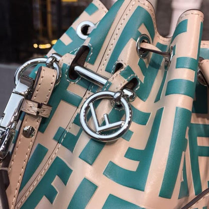 FI Mon Tresor Beige/Teal For Women, Handbags, Shoulder And Crossbody Bags 7in/18cm FF 8BS010