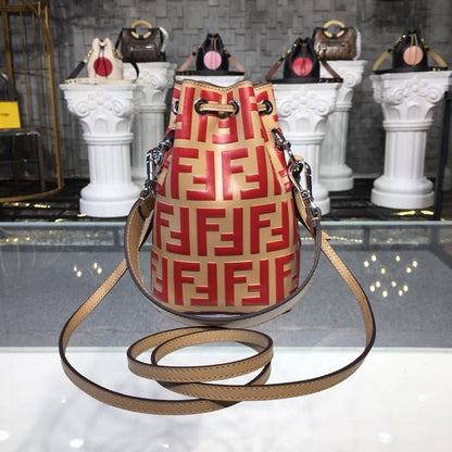 FI Mon Tresor Beige/Red For Women, Handbags, Shoulder And Crossbody Bags 7in/18cm FF 8BS010