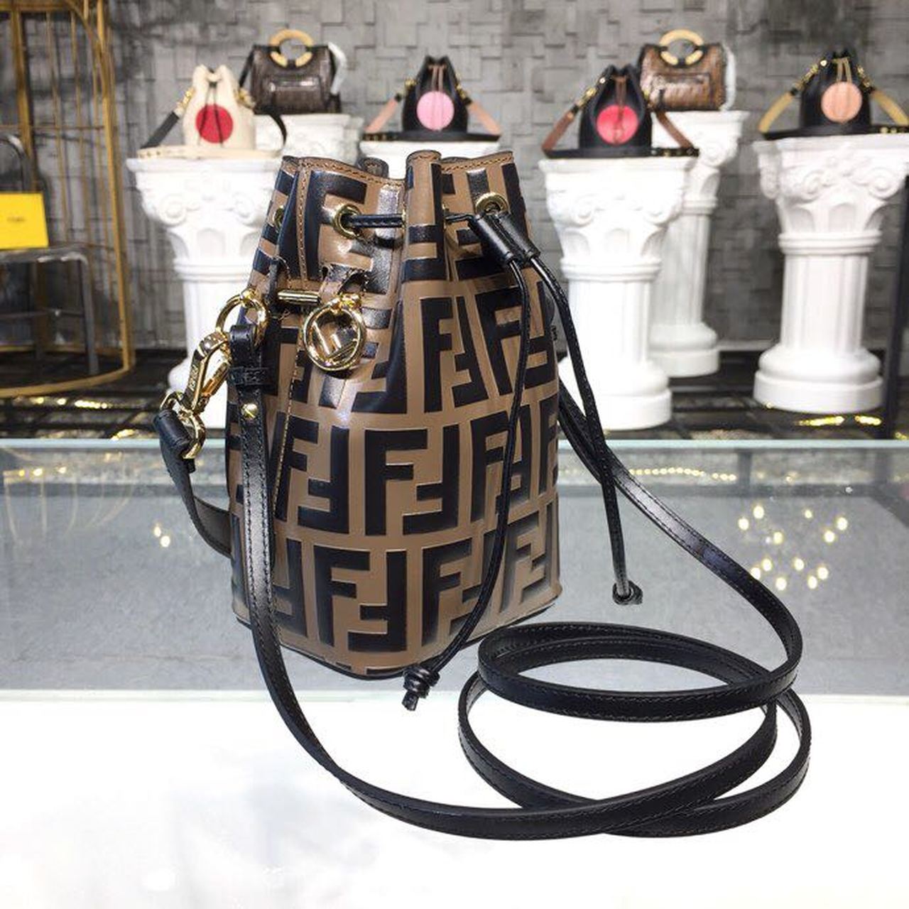 FI Mon Tresor Brown/Black For Women, Handbags, Shoulder And Crossbody Bags 7in/18cm FF 8BS010A659F13VK