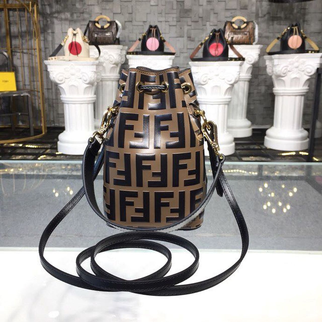 FI Mon Tresor Brown/Black For Women, Handbags, Shoulder And Crossbody Bags 7in/18cm FF 8BS010A659F13VK