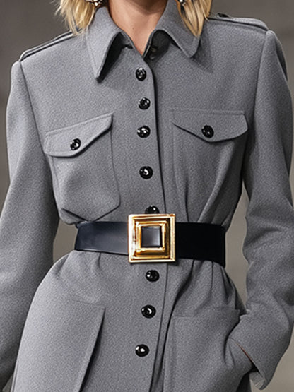 Fashionable And Casual Gray Short Woolen Coat