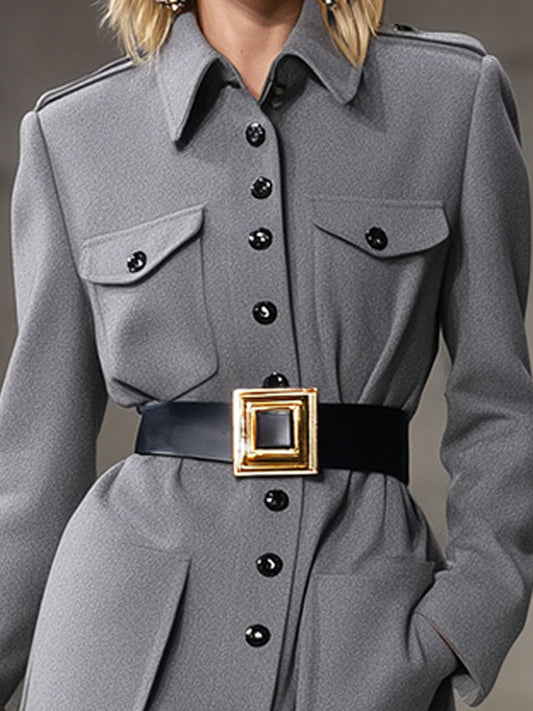 Fashionable And Casual Gray Short Woolen Coat