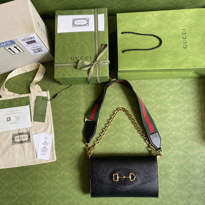 gg Horsebit 1955 Small Bag Black For Women 10.2in/26cm 677286 18YSX 1060