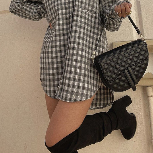 Fashion Black Round Toe Chunky Heel Thigh High Boots with Platform