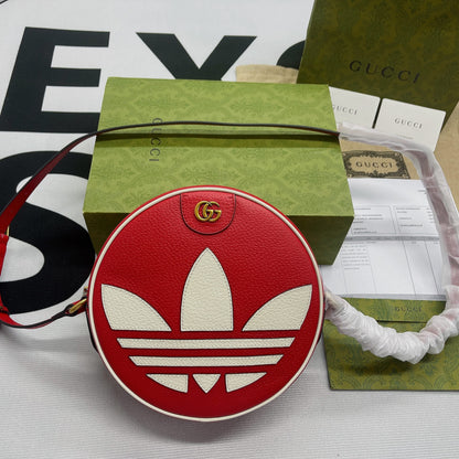 gg x Adidas Ophidia Shoulder Bag Red For Women, Women&#8217;s Bags 8.6in/22cm gg 702626 DJ24T 6484