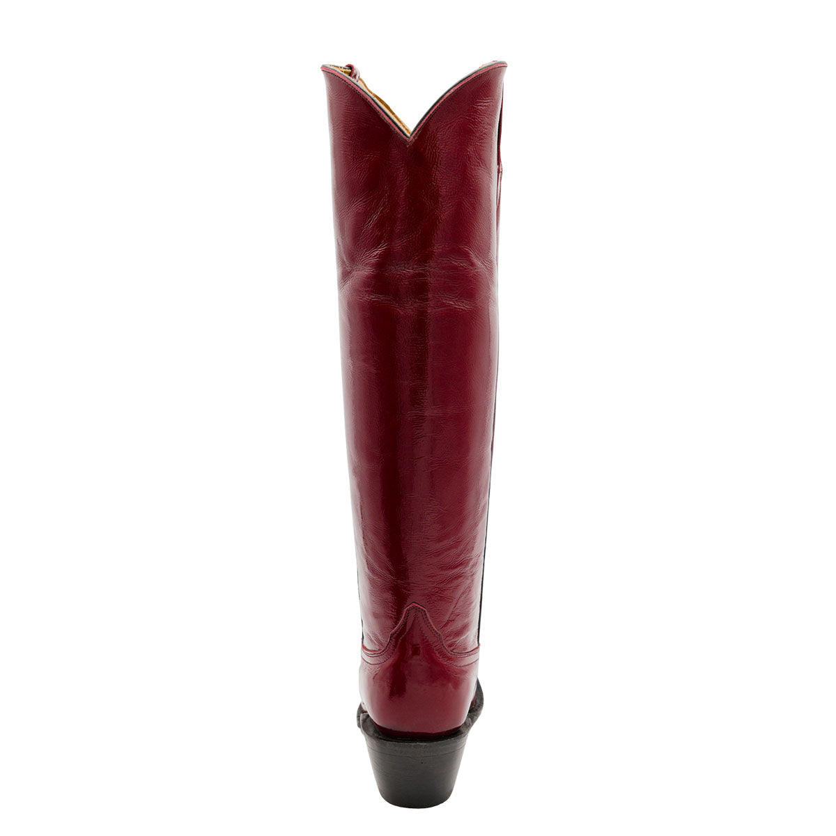 Faux Leather Block Heel Snip Toe Knee-High Red Cowgirl Boots