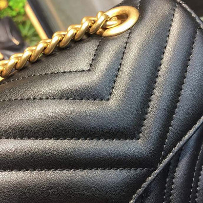 gg Marmont Small Matelassé Shoulder Bag Black For Women 10in/25cm 443497 DTDIT 1000