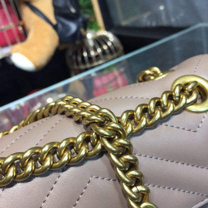 gg Marmont Matelassé Mini Bag Beige Matelassé Chevron For Women 8.5in/22cm gg 446744