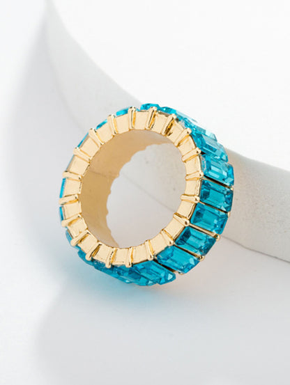 Fashionable Multicolor Rhinestone Alloy Band Ring