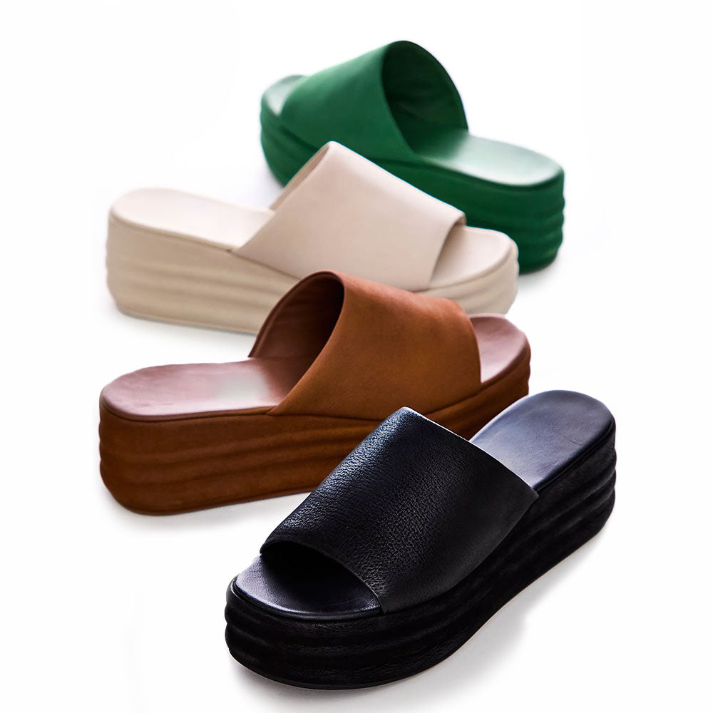 Elegant Open Toe Platform Slip On High Heel White Wedge Sandals