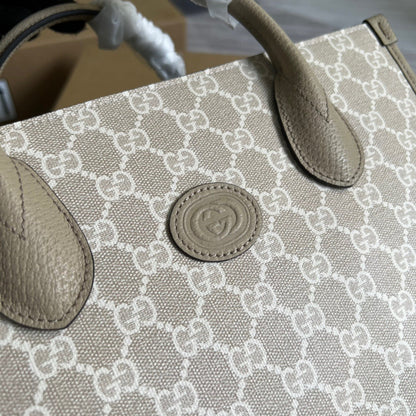 gg Small Tote Bag With Interlocking G Beige For Women, Women&#8217;s Bags 12.2in/31cm gg ‎659983 UULBT 9683