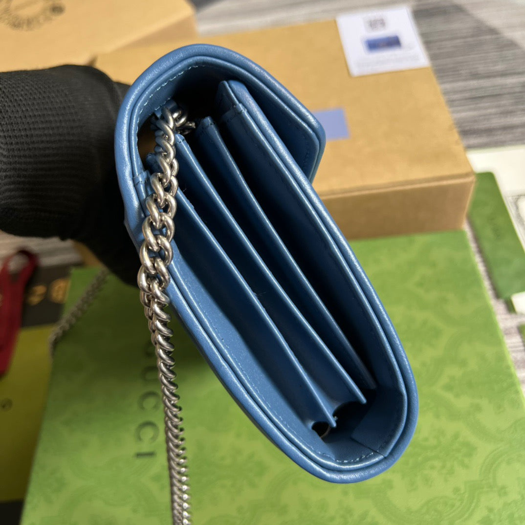 gg Marmont Super Mini Bag Blue For Women, Women&#8217;s Bags 6.2in/17cm gg 476433 DTD5F 4340