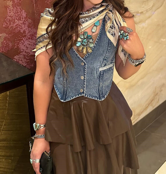 Retro Buttons Denim Vest