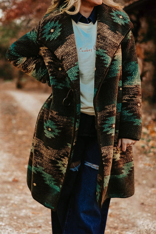 Vintage Western Aztec Print Long Jacket