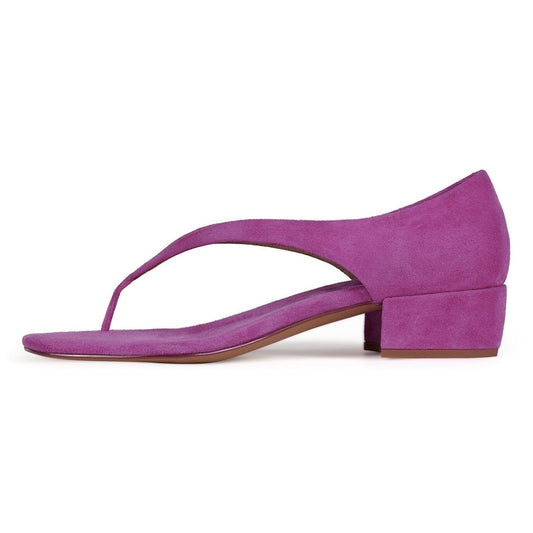 Flip Flop Square Toe Block Heel Purple Summer Sandals for Women