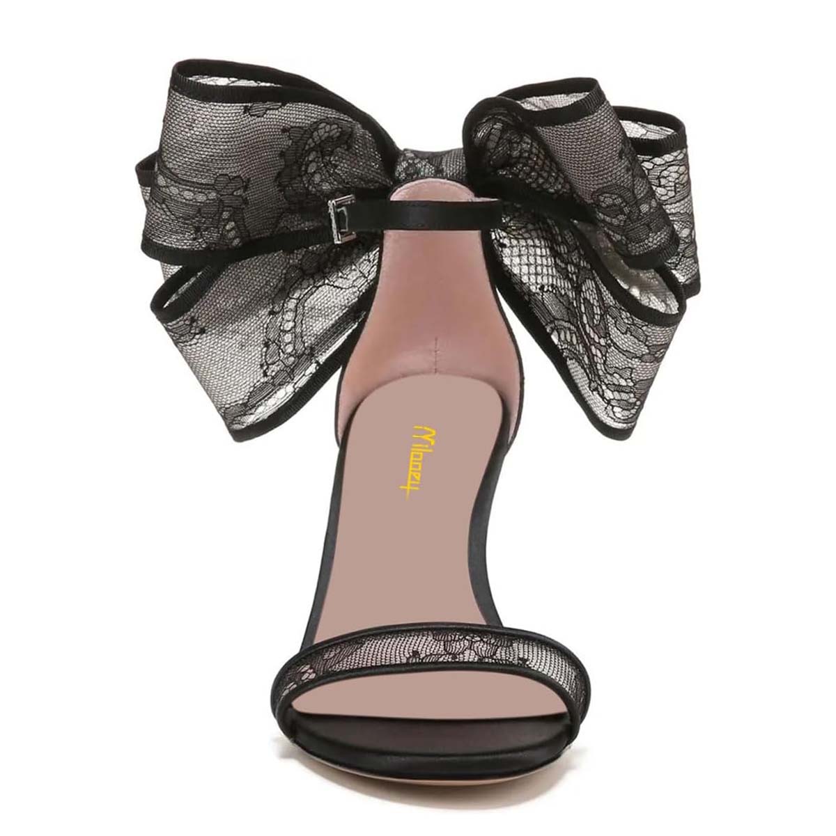 Elegant Lace Bow Stiletto Heel Ankle Strap Dress Sandals for Women
