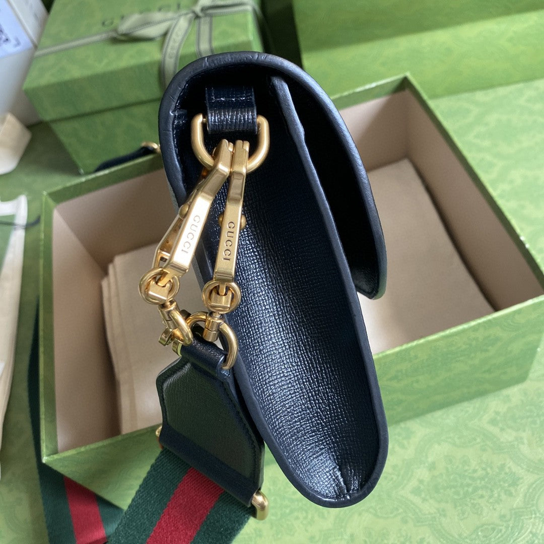 gg Horsebit 1955 Small Bag Black For Women 10.2in/26cm 677286 18YSX 1060