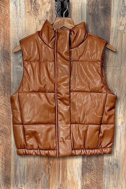 Vintage Western Quilted Faux Leather Vest