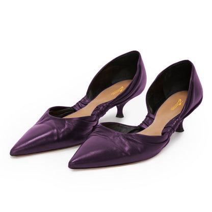 Dark Purple Faux Leather Pointed Toe Women's Casual Pumps Heels