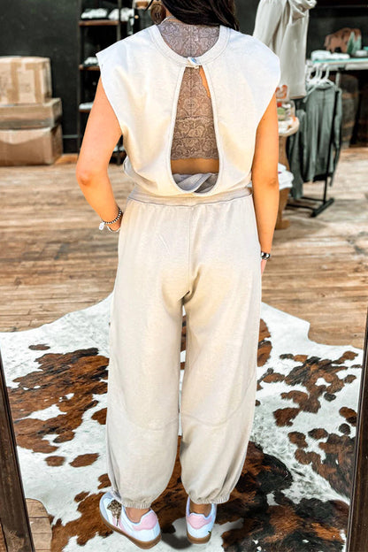 Western Horse Print Sleeveless Drawstring Jumpsuit