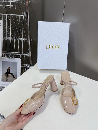 Dior Women C’est Dior Heeled Slide Nude Patent Calfskin