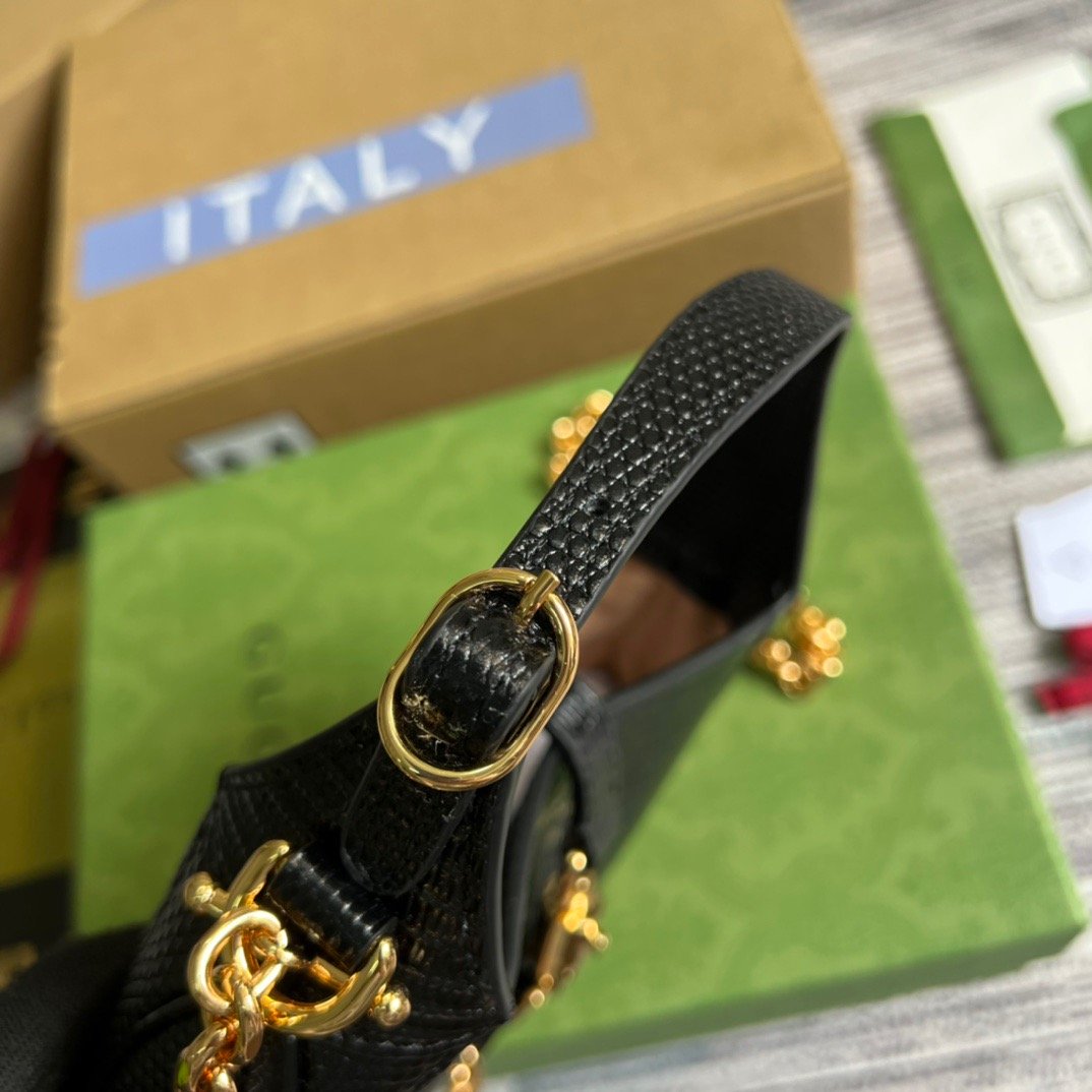 gg Jackie 1961 Lizard Mini Bag Black For Women, Women&#8217;s Bags 7.5in/19cm gg ‎675799 LUZ0G 1000