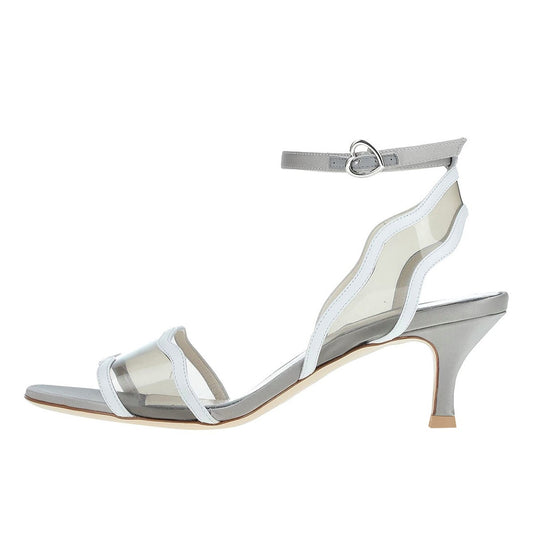 Fashion Gray Wave Strappy Open Round Toe Kitten Heeled Sandals