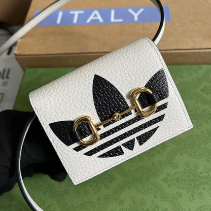 gg x Adidas Card Case With Horsebit White For Women, Women&#8217;s Bags 4.2in/11cm gg‎ 702248 DJ24G 8847