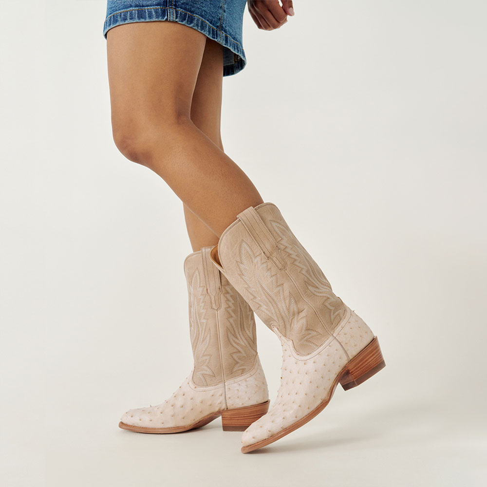 Almond Toe Block Heel Mid-Calf Embroidered Cowboy Boots for Women