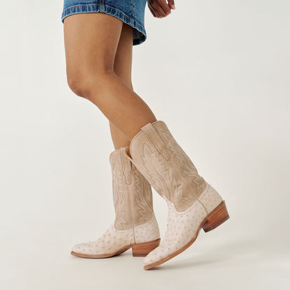 Almond Toe Block Heel Mid-Calf Embroidered Cowboy Boots for Women
