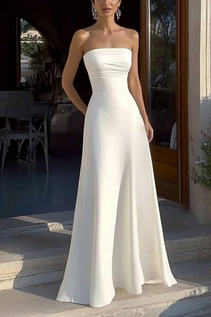 Formal Dress White Strapless Floor-Length Dress