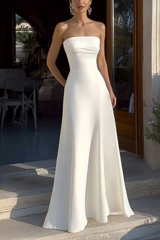 Formal Dress White Strapless Floor-Length Dress