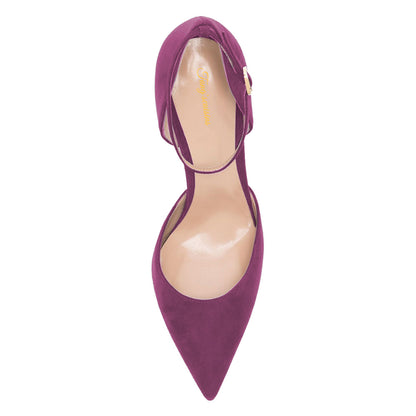 Elegant Purple Vegan Suede Pointed Toe Pumps Heels for Women