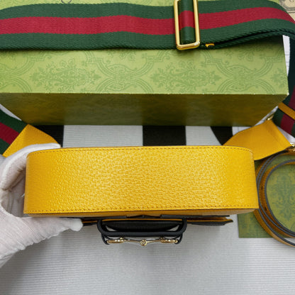 gg x Adidas Horsebit 1955 Mini Bag Yellow For Women, Women&#8217;s Bags 8.1in/21cm gg 658574 U3ZDG 7775