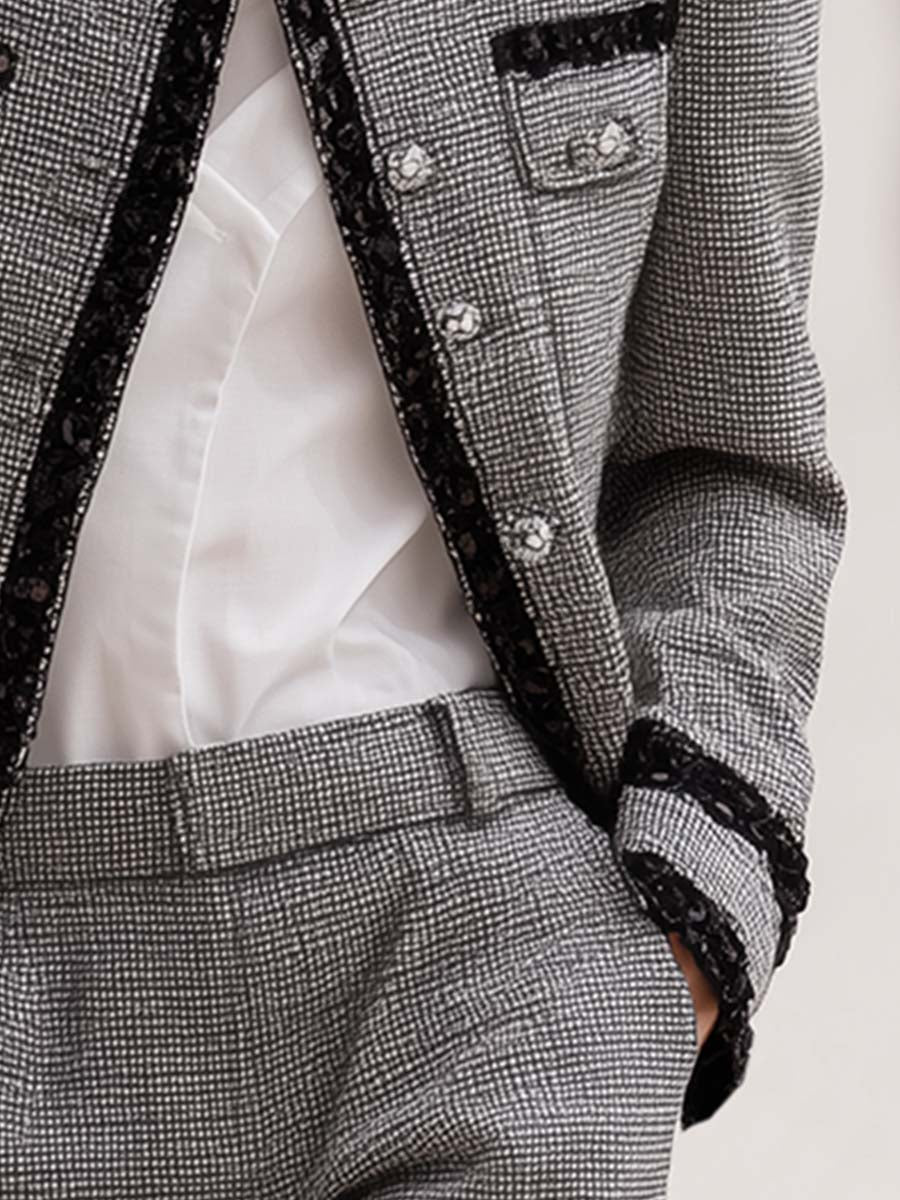 Elegant And Classic Grey Covered Woolen Jacket