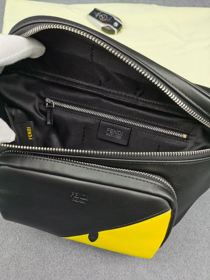 FI Little Monster Belt Bag Black/Yellow For Men, Men&#8217;s Bag 7.9in/20cm FF