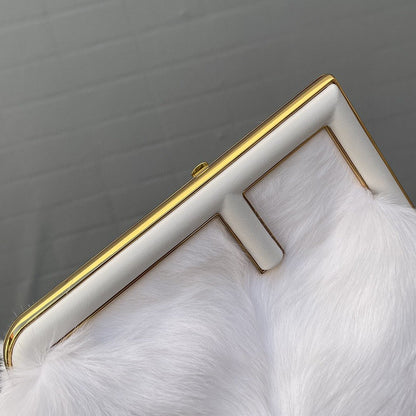 FI First Medium White Fox Fur Bag For Woman 32.5cm/13in