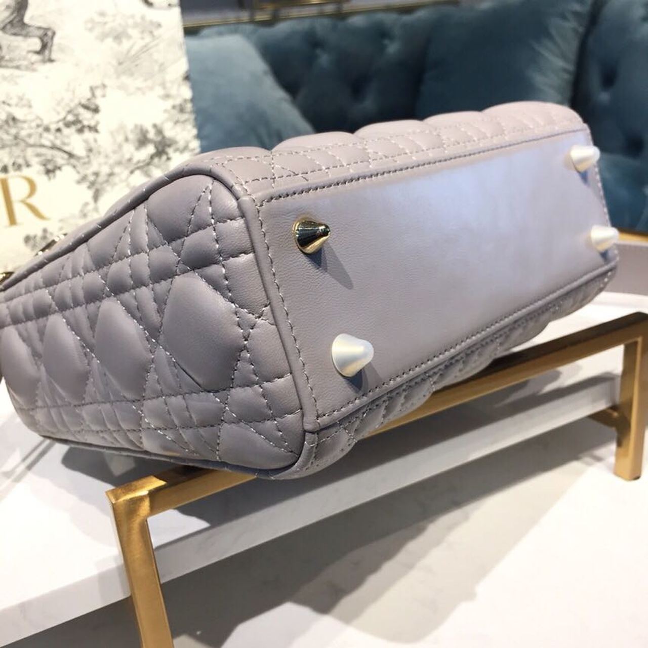 DI Small Lady My ABCBag Steel Gray Cannage  For Women 20cm/8in CD M0538OCAL_M34G