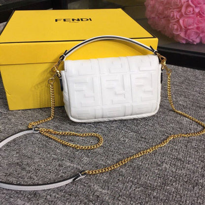 FI Baguette Nappa White For Women, Handbags, Shoulder And Crossbody Bags 7.4in/19cm FF 8BS017A72VF15AO