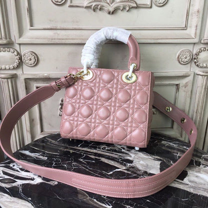 DI Medium Lady Bag Gold Toned Hardware Dusty Pink For Women 20cm/8in CD