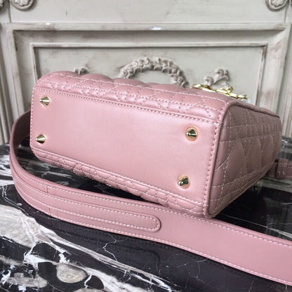 DI Medium Lady Bag Gold Toned Hardware Dusty Pink For Women 20cm/8in CD