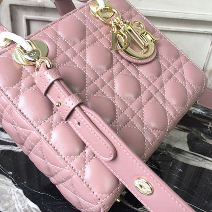 DI Medium Lady Bag Gold Toned Hardware Dusty Pink For Women 20cm/8in CD
