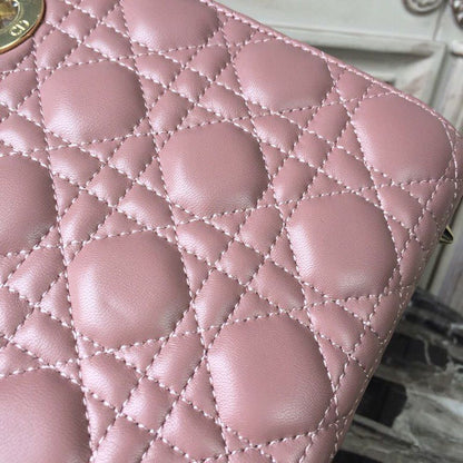 DI Medium Lady Bag Gold Toned Hardware Dusty Pink For Women 20cm/8in CD