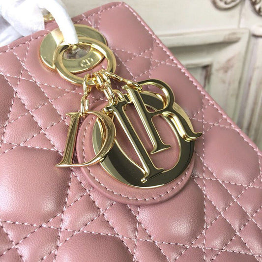 DI Medium Lady Bag Gold Toned Hardware Dusty Pink For Women 20cm/8in CD